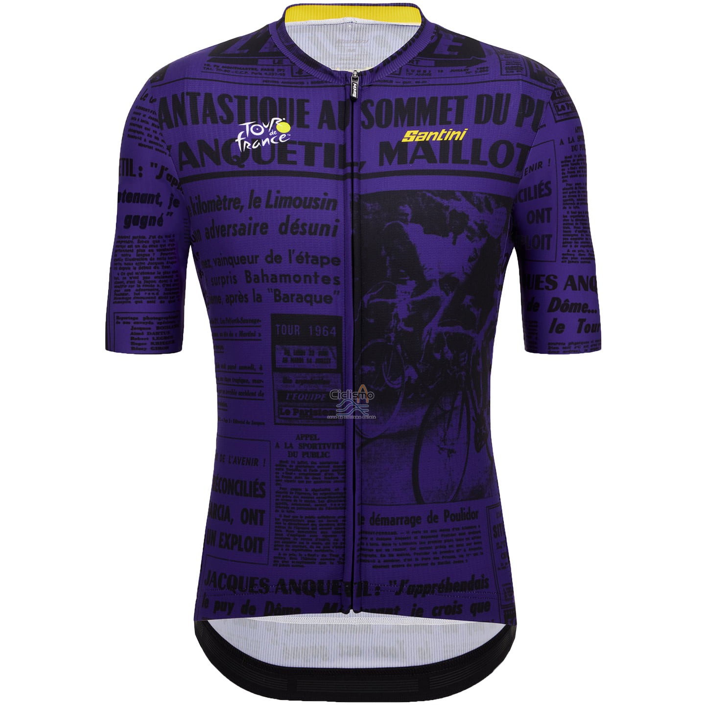 Tour DE Francia Ropa Ciclismo Culotte Corto 2023 Hombre Mangas Cortas Violeta Negro